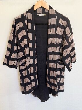 Chalet et Ceci Rachel Cardigan S Small Lagenlook Grid Texture Open Front Pockets